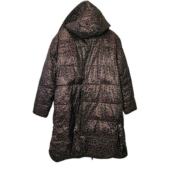 Animal Print Puffer Coat Long - Picture 5 of 11